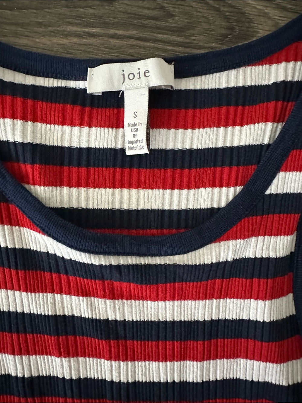 Joie Navy Red White Striped Ribbed Tank - Picture 2 of 3